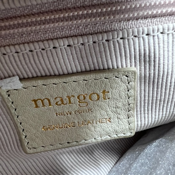 Margot New York Suede Leather Crossbody Shoulder Bag Cream Beige Minimalist - Picture 8 of 10